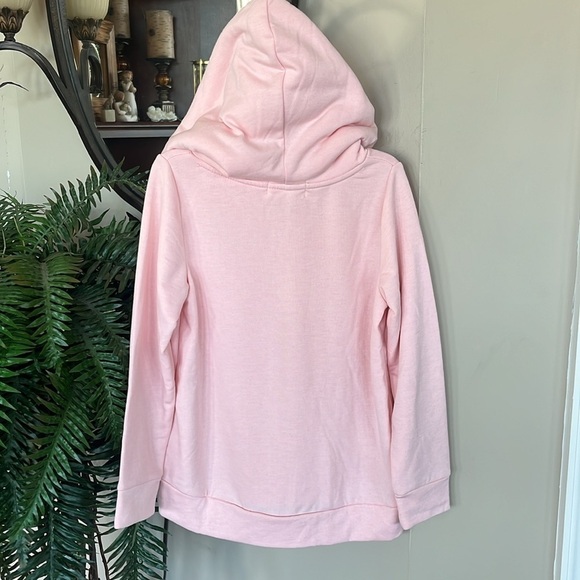 Brand New Btween Pink Pullover Furry Hooded Sweatshirt Sequined Snowflake Winter - Picture 10 of 15